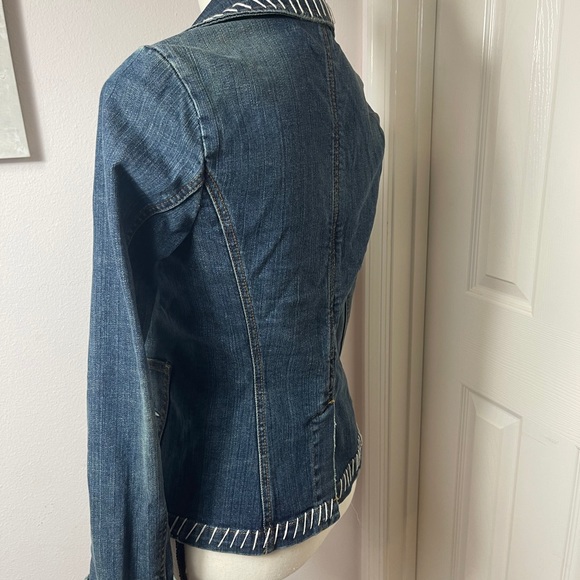 Level 99 distressed denim blazer embroidery pocket - Picture 5 of 6